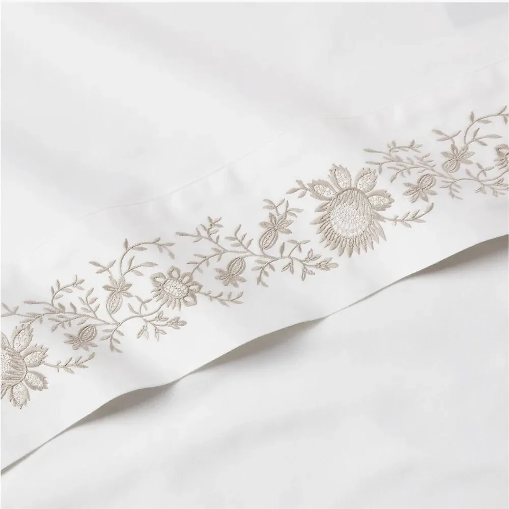 Ralph Lauren Eloise Embroidery Organic Cotton Duvet, Platinum Full-Queen